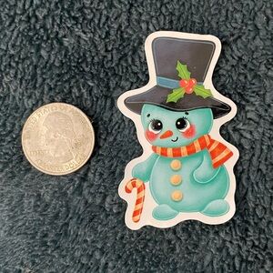 10/$10 Stickers - Christmas Snowman with Top Hat, Striped Scarf, and Candy Cane